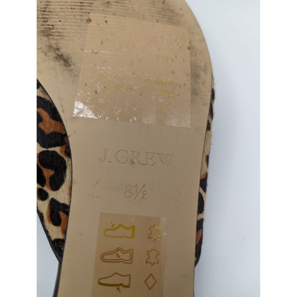 J.Crew Collection Piped Loafer Mules Calf Hair Leopard Print Size 8.5 - Picture 10 of 10